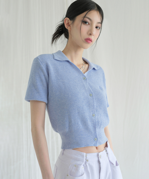 AVANDRESS（アバンドレス ）の「Anna Linen Like Collar Short-Sleeve Knit _6COL（ニット/セーター・レディース・オートミール/ピンク/ブラック/スカイブルー/チャコール/アイボリー・FREE）」の10枚目の写真