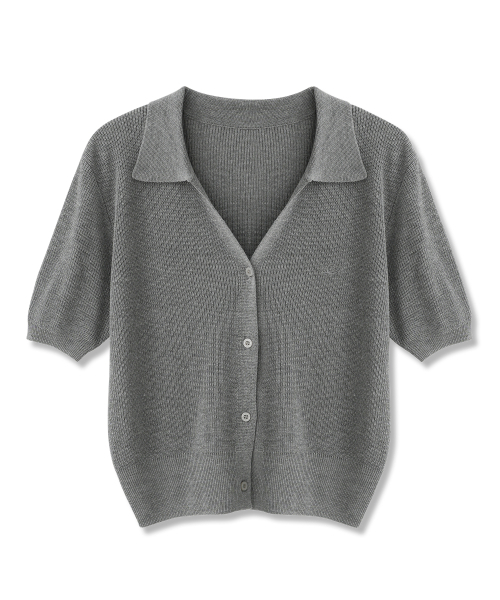 AVANDRESS（アバンドレス ）の「Anna Linen Like Collar Short-Sleeve Knit _6COL（ニット/セーター・レディース・オートミール/ピンク/ブラック/スカイブルー/チャコール/アイボリー・FREE）」の11枚目の写真