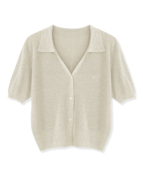AVANDRESS（アバンドレス ）の「Anna Linen Like Collar Short-Sleeve Knit _6COL（ニット/セーター・レディース・オートミール/ピンク/ブラック/スカイブルー/チャコール/アイボリー・FREE）」の13枚目の写真