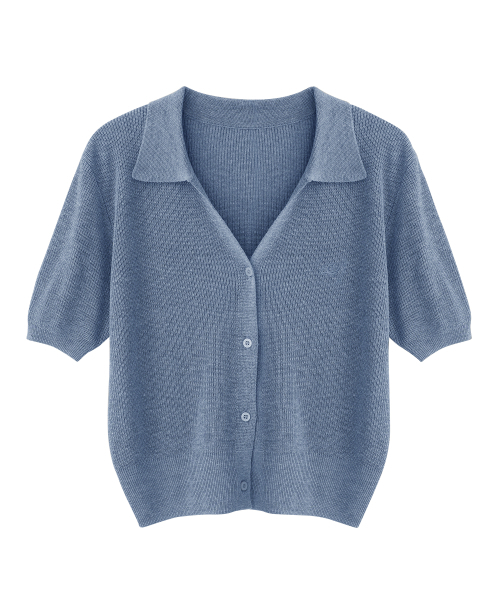 AVANDRESS（アバンドレス ）の「Anna Linen Like Collar Short-Sleeve Knit _6COL（ニット/セーター・レディース・オートミール/ピンク/ブラック/スカイブルー/チャコール/アイボリー・FREE）」の14枚目の写真