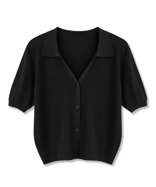 AVANDRESS（アバンドレス ）の「Anna Linen Like Collar Short-Sleeve Knit _6COL（ニット/セーター・レディース・オートミール/ピンク/ブラック/スカイブルー/チャコール/アイボリー・FREE）」の15枚目の写真