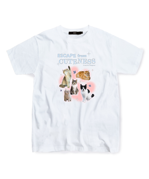 ESCAPEFROM(エスケープフロム)の「キュートキャットTシャツホワイト(Tシャツ/カットソー・レディース・その他・SMALL/MEDIUM/LARGE)」の1枚目の写真