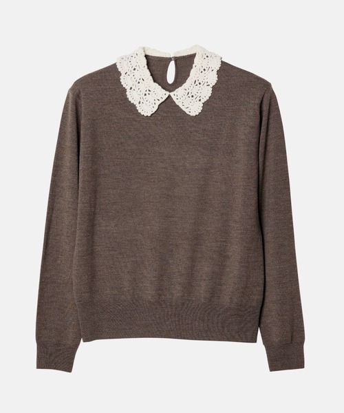LE CIEL BLEU（ルシェルブルー）の「クロシェットカラーファインニットセーター / Crochet-Collar Fine Knit Sweater（ニット/セーター・レディース・ブラウン/グレー・36）」の15枚目の写真
