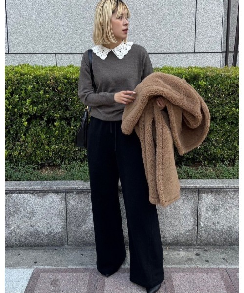 LE CIEL BLEU（ルシェルブルー）の「クロシェットカラーファインニットセーター / Crochet-Collar Fine Knit Sweater（ニット/セーター・レディース・ブラウン/グレー・36）」の14枚目の写真