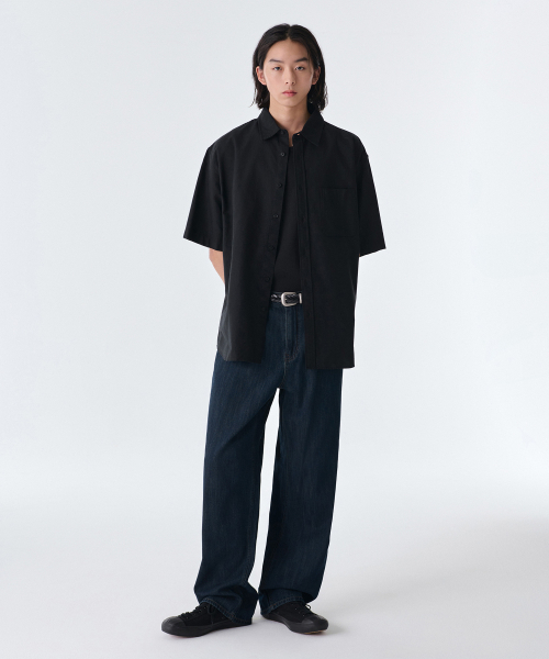 MUSINSA STANDARD（ムシンサスタンダード）の「リネンライクワイドデニムパンツ[ダークブルー]（デニムパンツ・メンズ・その他・26/27/28/29/42/34/32/30/31/33/40/38/36）」の2枚目の写真