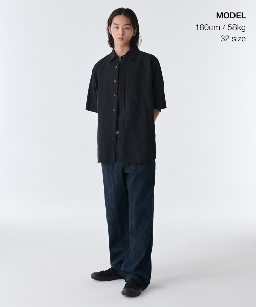 MUSINSA STANDARD（ムシンサスタンダード）の「リネンライクワイドデニムパンツ[ダークブルー]（デニムパンツ・メンズ・その他・26/27/28/29/42/34/32/30/31/33/40/38/36）」の3枚目の写真