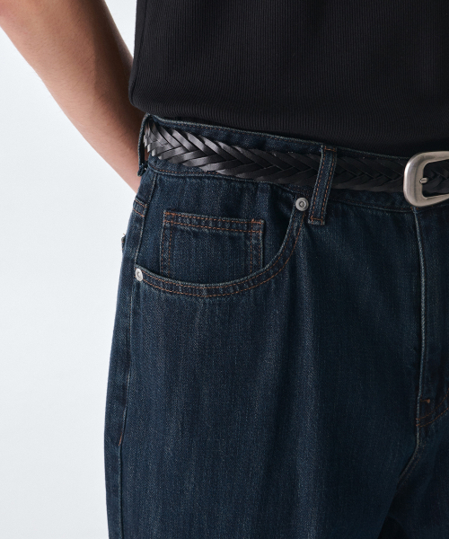 MUSINSA STANDARD（ムシンサスタンダード）の「リネンライクワイドデニムパンツ[ダークブルー]（デニムパンツ・メンズ・その他・26/27/28/29/42/34/32/30/31/33/40/38/36）」の6枚目の写真
