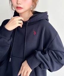 moment+別注【U.S.POLO ASSN.】ワンポイント刺繍ショート丈パーカー