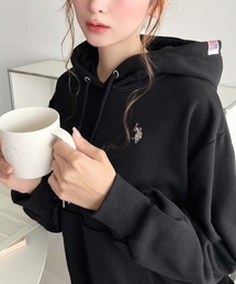 moment+別注【U.S.POLO ASSN.】ワンポイント刺繍ショート丈パーカー