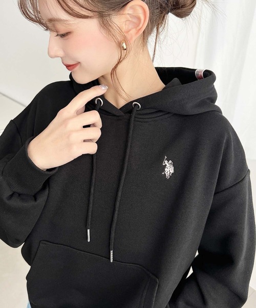 U.S.POLO ASSN.ワンポイント刺繍ショート丈パーカー（パーカー