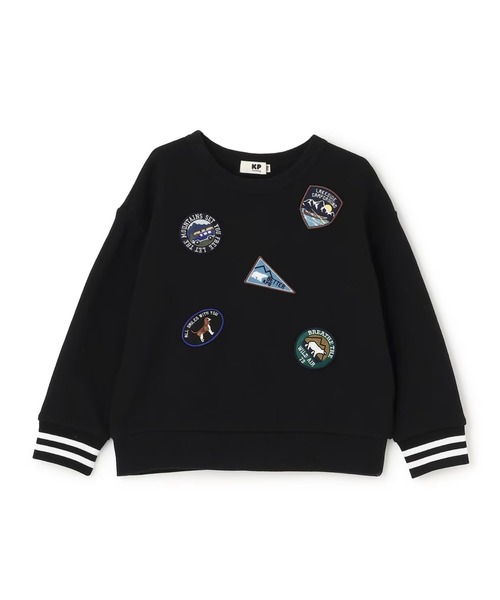 KP BOY（ケーピーボーイ）の「ワッペン 裏毛トレーナー 【吸湿発熱】（スウェット・キッズ・ブルー/ブラック・100cm/110cm/120cm/130cm/140cm）」の6枚目の写真