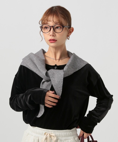 BAYFLOW（ベイフロー）の「[前後で着られる]2WAYベロアプルオーバー（Tシャツ/カットソー・レディース・ピンク/ブラック/オフホワイト・FREE）」の2枚目の写真