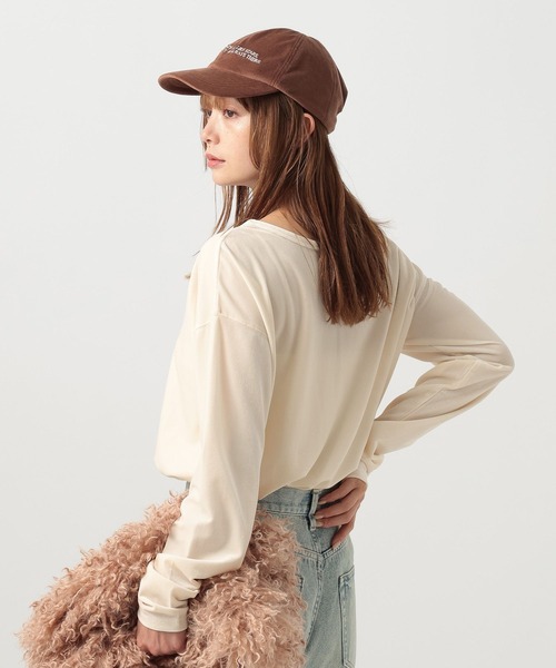 BAYFLOW（ベイフロー）の「[前後で着られる]2WAYベロアプルオーバー（Tシャツ/カットソー・レディース・ピンク/ブラック/オフホワイト・FREE）」の6枚目の写真