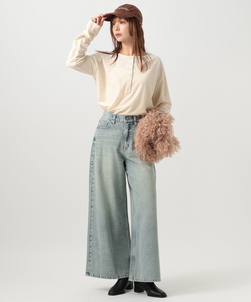 BAYFLOW（ベイフロー）の「[前後で着られる]2WAYベロアプルオーバー（Tシャツ/カットソー・レディース・ピンク/ブラック/オフホワイト・FREE）」の5枚目の写真