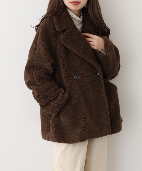 EGLANTINE（エグランティーヌ）の「EGLANTINE ボアハーフコート（その他アウター・レディース・アイボリー/ブラック/ダークブラウン・38）」の3枚目の写真