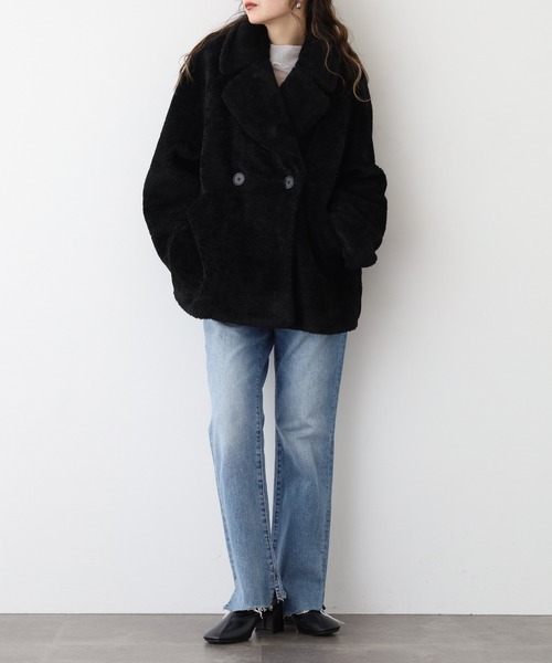 EGLANTINE（エグランティーヌ）の「EGLANTINE ボアハーフコート（その他アウター・レディース・アイボリー/ブラック/ダークブラウン・38）」の11枚目の写真