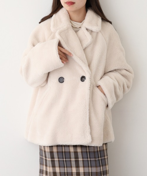 EGLANTINE（エグランティーヌ）の「EGLANTINE ボアハーフコート（その他アウター・レディース・アイボリー/ブラック/ダークブラウン・38）」の6枚目の写真