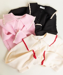 CHILD WOMAN | ふちどりスカラップ 襟付きショートカーディガン(カーディガン/ボレロ)