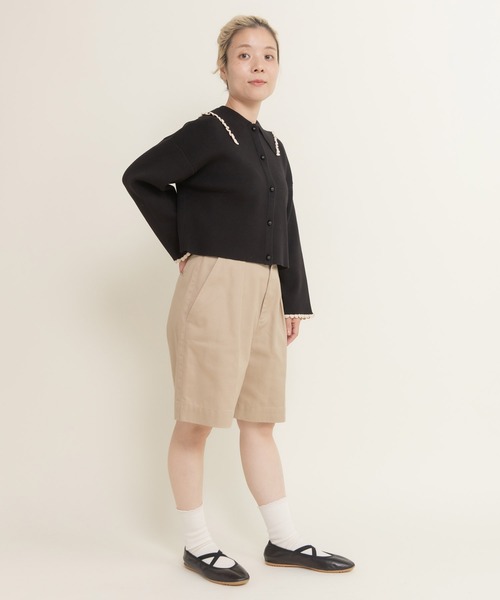 CHILD WOMAN（チャイルドウーマン）の「ふちどりスカラップ 襟付きショートカーディガン（カーディガン/ボレロ・レディース・アイボリー/サックスブルー/ブラック/ピンク/レッド・FREE）」の21枚目の写真
