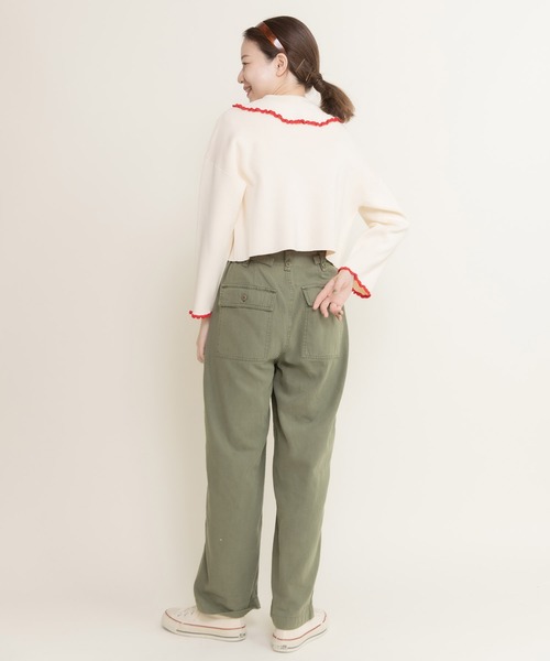 CHILD WOMAN（チャイルドウーマン）の「ふちどりスカラップ 襟付きショートカーディガン（カーディガン/ボレロ・レディース・アイボリー/サックスブルー/ブラック/ピンク/レッド・FREE）」の11枚目の写真