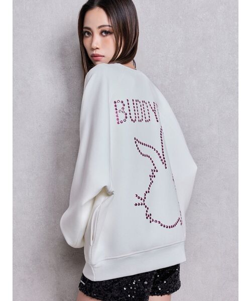 GYDA（ジェイダ）の「BUDDYED BUNNY STUDS BIGプルオーバー（スウェット・レディース・ブラック/オフホワイト・FREE）」の3枚目の写真