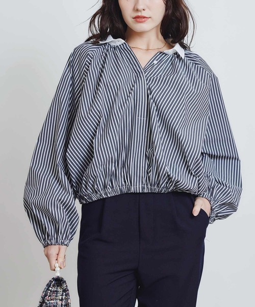 PICCIN PERLA（ピッチンペルラ）の「クレリックボリュームブラウス（シャツ/ブラウス・レディース・ブルー系その他/オフホワイト/ブラック系その他・M）」の3枚目の写真