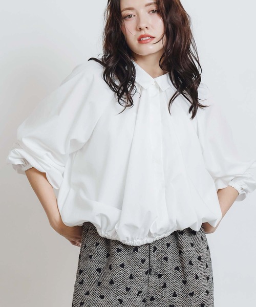 PICCIN PERLA（ピッチンペルラ）の「クレリックボリュームブラウス（シャツ/ブラウス・レディース・ブルー系その他/オフホワイト/ブラック系その他・M）」の2枚目の写真