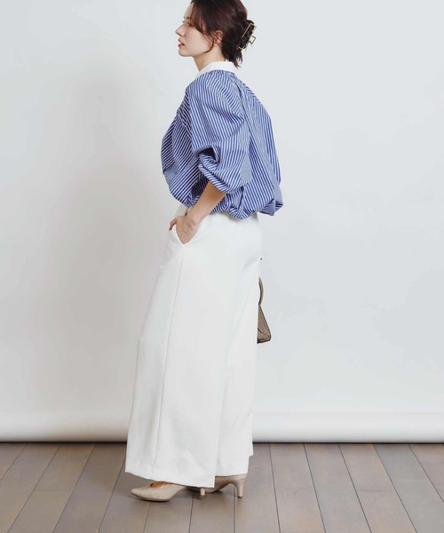 PICCIN PERLA（ピッチンペルラ）の「クレリックボリュームブラウス（シャツ/ブラウス・レディース・ブルー系その他/オフホワイト/ブラック系その他・M）」の6枚目の写真