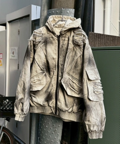 Never mind the XU（ネバーマインドザエックスユー）の「【Never mind the XU】damage hood jacket / 【ネバーマインド ザ エックスユー】ダメージフードジャケット（ブルゾン・メンズ・アイボリー・ONE SIZE）」の14枚目の写真