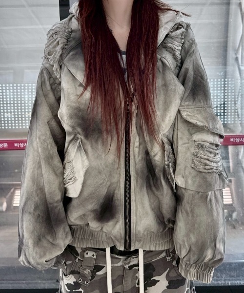 Never mind the XU（ネバーマインドザエックスユー）の「【Never mind the XU】damage hood jacket / 【ネバーマインド ザ エックスユー】ダメージフードジャケット（ブルゾン・メンズ・アイボリー・ONE SIZE）」の6枚目の写真
