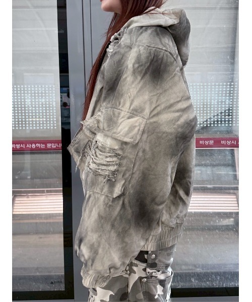 Never mind the XU（ネバーマインドザエックスユー）の「【Never mind the XU】damage hood jacket / 【ネバーマインド ザ エックスユー】ダメージフードジャケット（ブルゾン・メンズ・アイボリー・ONE SIZE）」の7枚目の写真