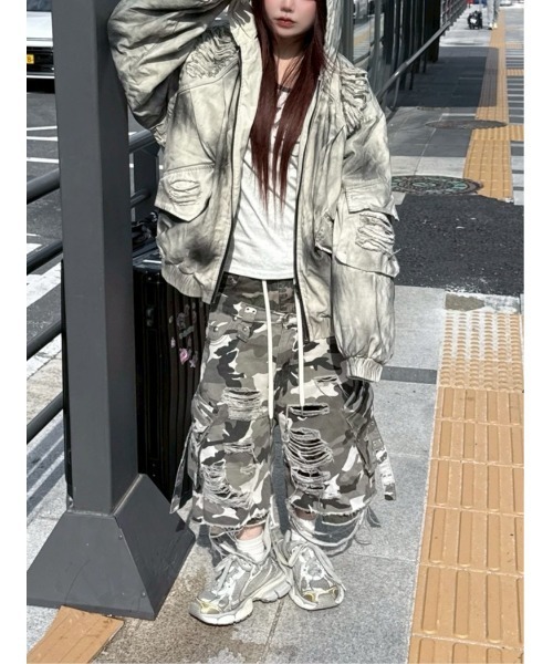 Never mind the XU（ネバーマインドザエックスユー）の「【Never mind the XU】damage hood jacket / 【ネバーマインド ザ エックスユー】ダメージフードジャケット（ブルゾン・メンズ・アイボリー・ONE SIZE）」の3枚目の写真