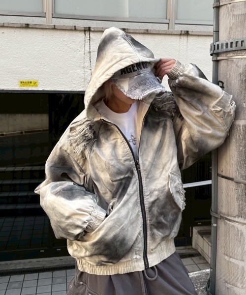 Never mind the XU（ネバーマインドザエックスユー）の「【Never mind the XU】damage hood jacket / 【ネバーマインド ザ エックスユー】ダメージフードジャケット（ブルゾン・メンズ・アイボリー・ONE SIZE）」の12枚目の写真