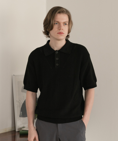 SELITIO(セレティオ)の「男性パンチングポイントハーフカラーニットブラック(ニット/セーター・メンズ・ブラック・MEDIUM/LARGE/X-LARGE)」の4枚目の写真