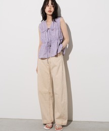 カラーデニムバレルレッグパンツ