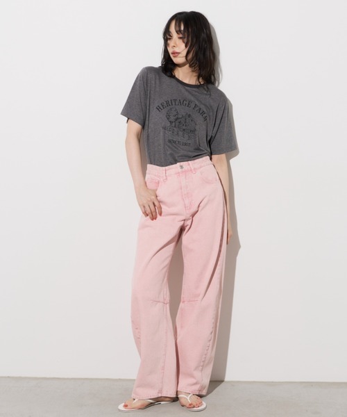 Unitage(ユニテージ)の「カラーデニムバレルレッグパンツ(デニムパンツ・レディース・ピンク/グレー/イエロー/ライトブルー・FREE)」の9枚目の写真