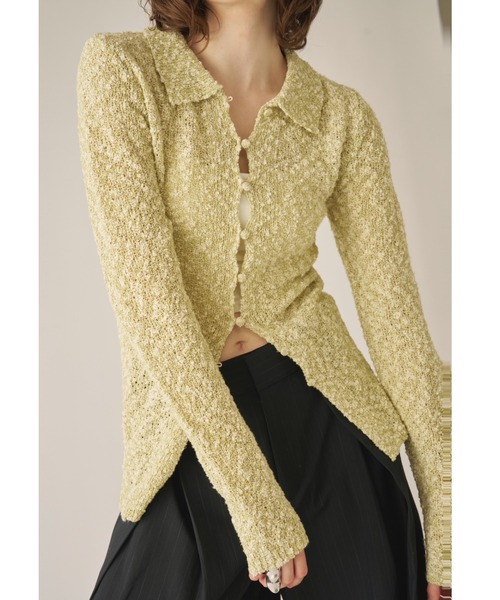 AIC.（エーアイシー）の「ミックスニットポロカーディガン（カーディガン/ボレロ・レディース・その他1/グリーン・FREE）」の2枚目の写真