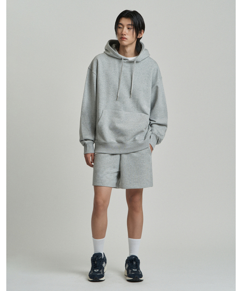 WORK ON BODY OFF（ワークオンボディオフ）の「ベーシックセミオーバーフィットコットンスウェットフードTシャツ - メランジグレー（パーカー・メンズ・ミックスグレー・MEDIUM/LARGE/X-LARGE）」の9枚目の写真