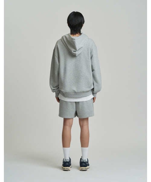 WORK ON BODY OFF（ワークオンボディオフ）の「ベーシックセミオーバーフィットコットンスウェットフードTシャツ - メランジグレー（パーカー・メンズ・ミックスグレー・MEDIUM/LARGE/X-LARGE）」の6枚目の写真