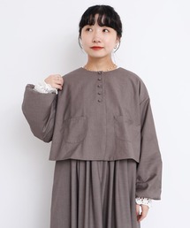 l'atelier du savon（アトリエドサボン）の「ちびころボタン　まるいお袖のジャケット（ノーカラージャケット）」