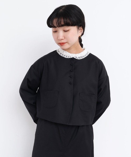 l'atelier du savon(アトリエドサボン)の「_ちびころボタン まるいお袖のJK(ノーカラージャケット・レディース・グレー/ブラック・FREE)」の18枚目の写真
