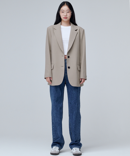 MALOUPE(マロップ)の「2115 ストレッチオーバーサイズジャケット (ベージュ)(テーラードジャケット・レディース・ベージュ・FREE)」の3枚目の写真