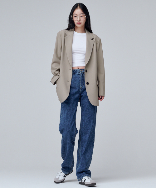 MALOUPE(マロップ)の「2115 ストレッチオーバーサイズジャケット (ベージュ)(テーラードジャケット・レディース・ベージュ・FREE)」の4枚目の写真