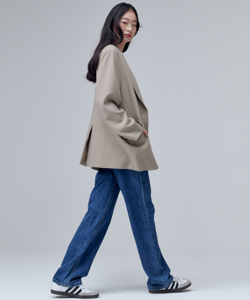 MALOUPE(マロップ)の「2115 ストレッチオーバーサイズジャケット (ベージュ)(テーラードジャケット・レディース・ベージュ・FREE)」の5枚目の写真