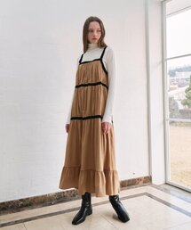 ベルベットカンカンビスチェドレス - ベージュ