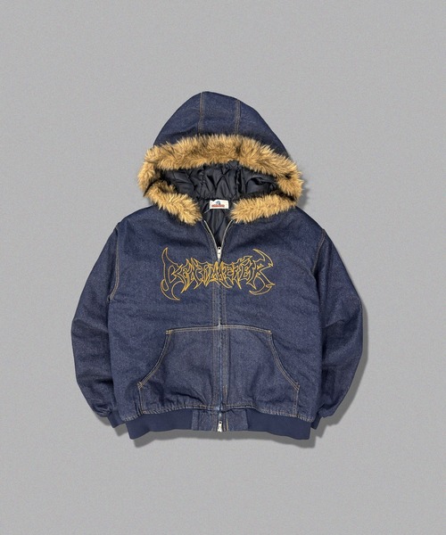 centimeter(センチメーター)の「Tribal logo denim jacket(ブルゾン・メンズ・ブラック/インディゴブルー/グリーン系カモフラージュ・MEDIUM/LARGE)」の2枚目の写真