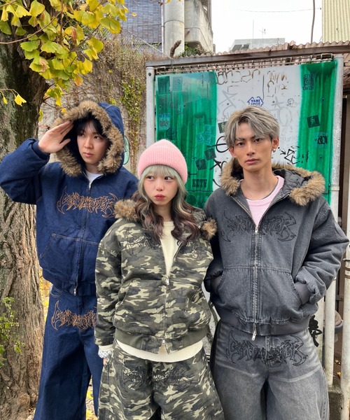 centimeter(センチメーター)の「Tribal logo denim jacket(ブルゾン・メンズ・ブラック/インディゴブルー/グリーン系カモフラージュ・MEDIUM/LARGE)」の22枚目の写真
