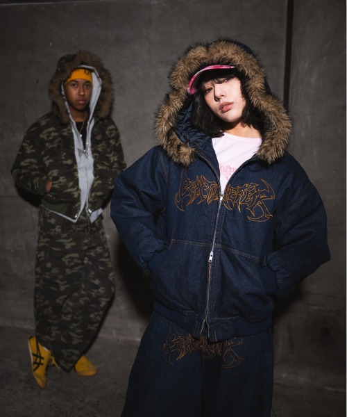 centimeter(センチメーター)の「Tribal logo denim jacket(ブルゾン・メンズ・ブラック/インディゴブルー/グリーン系カモフラージュ・MEDIUM/LARGE)」の4枚目の写真