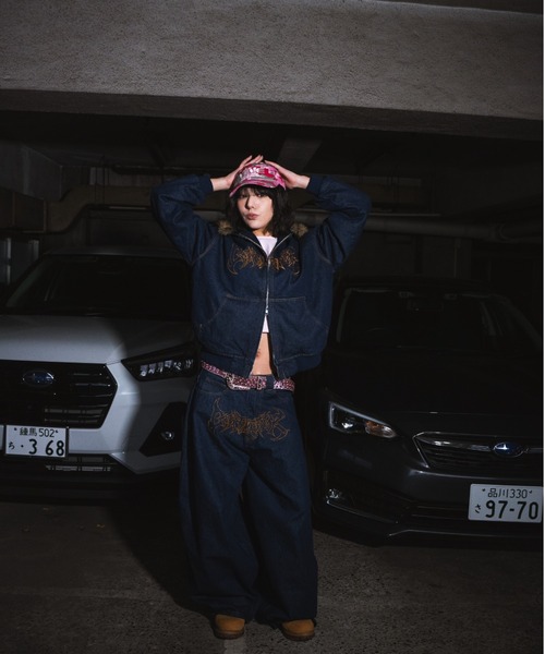 centimeter(センチメーター)の「Tribal logo denim jacket(ブルゾン・メンズ・ブラック/インディゴブルー/グリーン系カモフラージュ・MEDIUM/LARGE)」の11枚目の写真