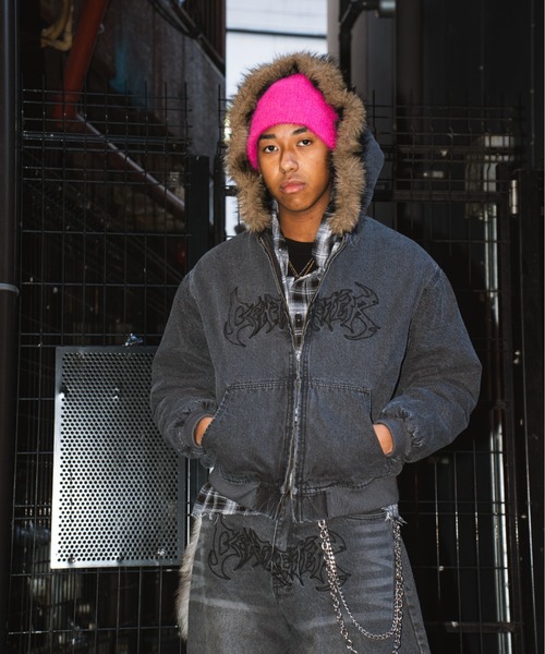 centimeter(センチメーター)の「Tribal logo denim jacket(ブルゾン・メンズ・ブラック/インディゴブルー/グリーン系カモフラージュ・MEDIUM/LARGE)」の12枚目の写真